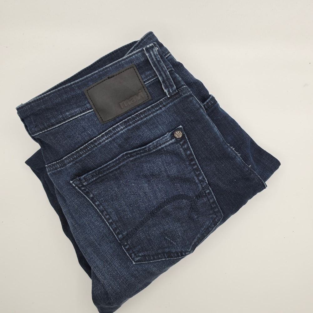 Mavi Jeans Mens 33x32 Marcus Slim Straight Dark Blue Casual Stretch Denim